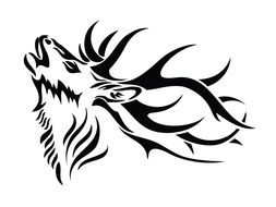 head of horned deer for tattoo