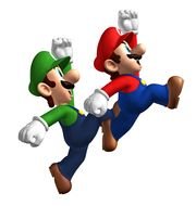 Luigi and Mario, game characters run tigether, render