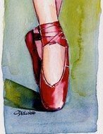 Ballet Pointe red Shoes drawing