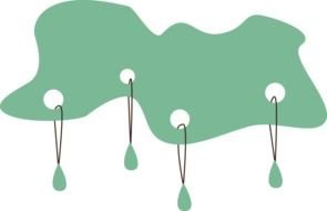 green cloud with hanging rain drops, drawing