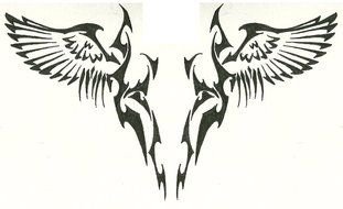 Black and white drawing of the Tribal Wings clipart