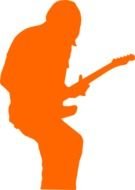 orange guitarist silhouette on a white background