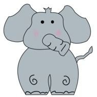 gray funny elephant as picture for clipart