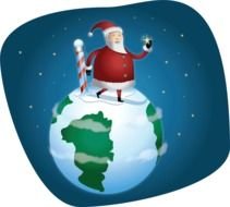 santa claus walks the planet