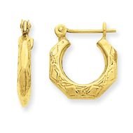 14k Polished Patterned Hollow Hoop Earrings 261479 IceCarats
