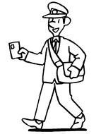 Black and white drawing of the postman clipart