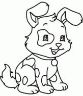 Black and white drawing of the cute and beautiful dog clipart