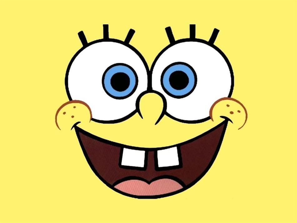 bean sponge face on yellow background