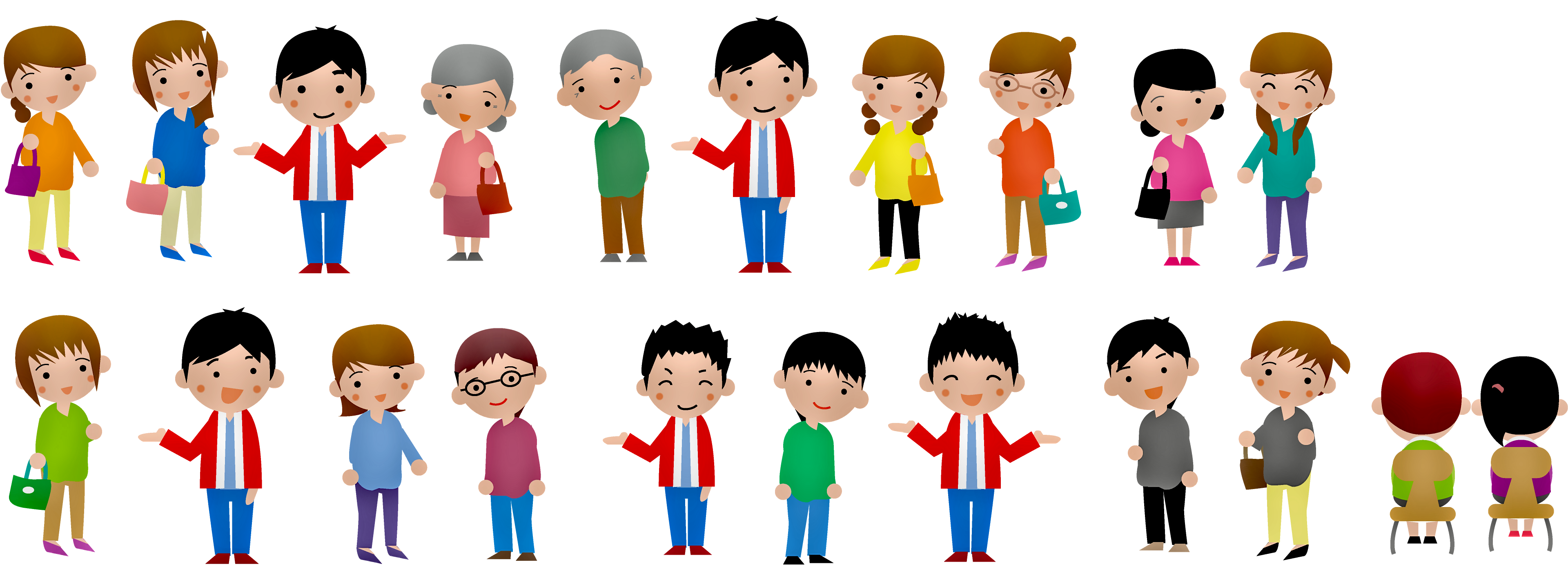 Different people on colorful illustration free image download