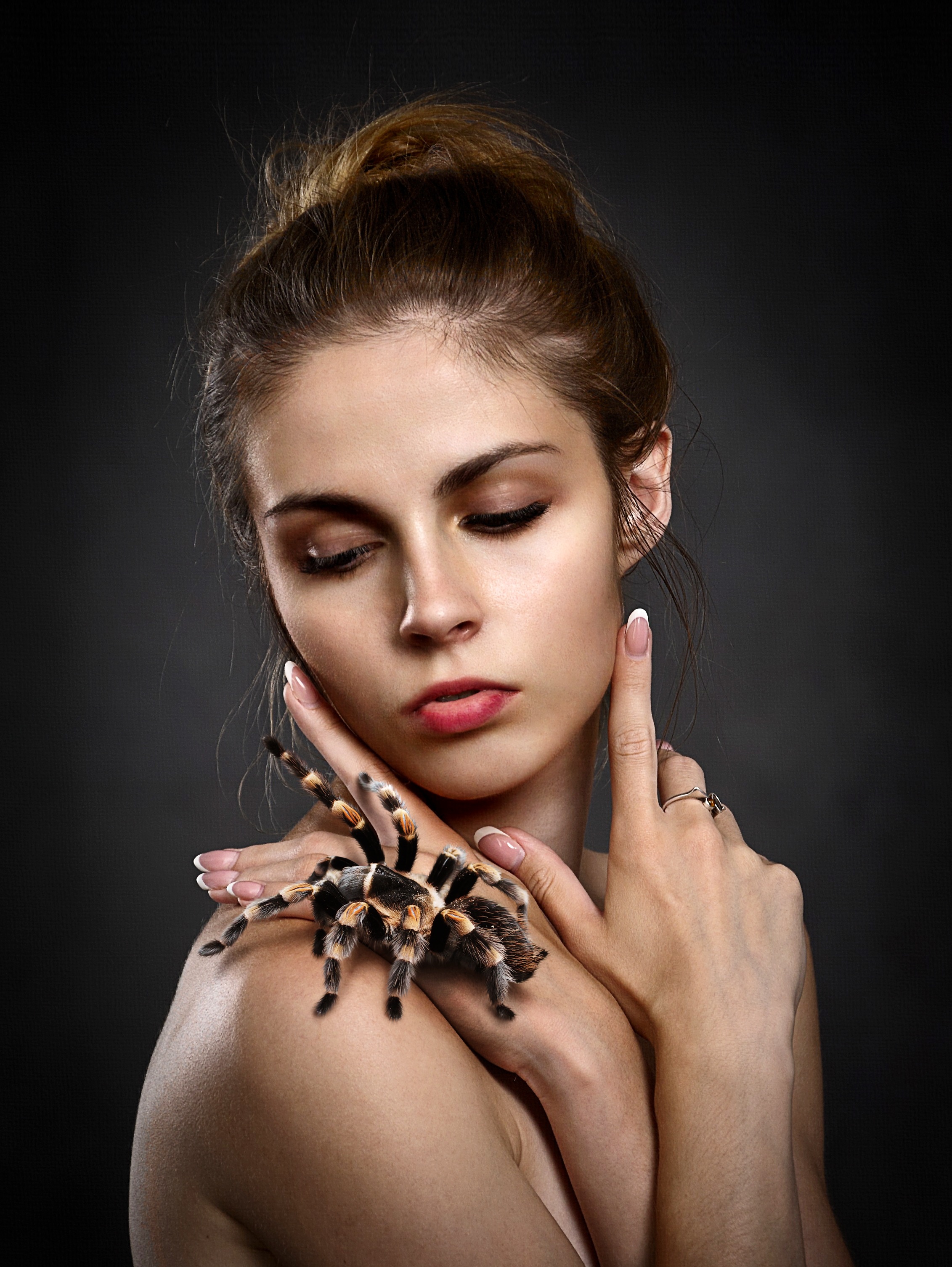 Portrait Of A Woman With Hairy Tarantula Free Image Download 