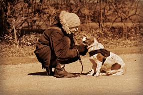adult Woman with Dog outdoor