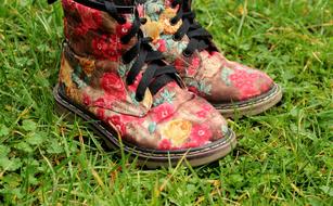 colorful Ankle Boots on grass