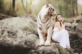 picture of a model with a white tiger