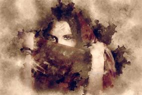 watercolor painting texture of girl