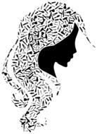 silhouette of a woman with combs pattern