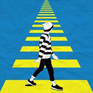 clipart of boy on yellow stripes