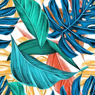 wallpaper with tropical exotic leaves