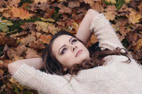 Beautiful Girl dry leaves