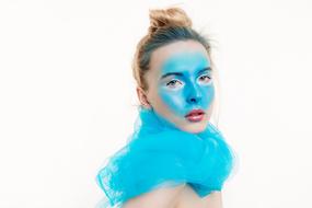 blue mask on the girl's face