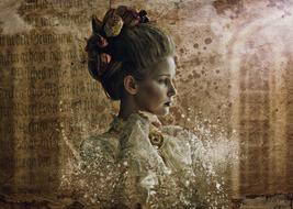 fantasy portrait of a girl with vintage hairstyle