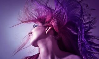 young girl with purple hair