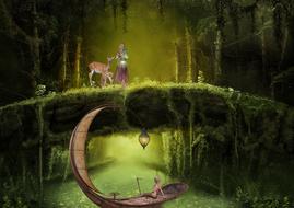 Beautiful fantasy landscape with the mysticism clipart