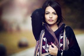 beautiful young woman on blurred background