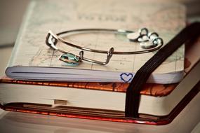 Beautiful, shiny bracelet with hearts, on the agenda