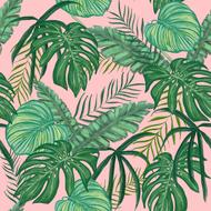 tropical greens leaves drawing
