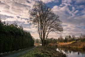 highway along the canal against the evening sky