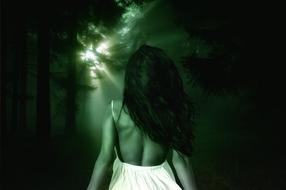 woman in mystical forest