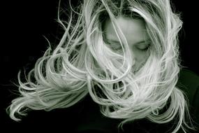 portraits of a girl with long white hair