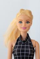 Doll Barbie Blond in a plaid dress