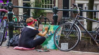 Artist Painting on Street