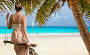 Beach Woman palms