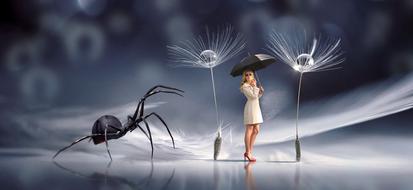 Fantasy, Spider, Woman as a drawing