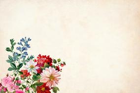 bouquet of flowers on vintage paper