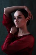 photo of a girl in a red blouse