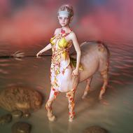 female centaur, fairy tale character, digital art