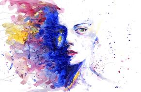 girl color splash drawing