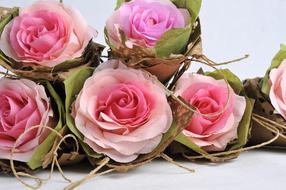 bouquet of pink artificial roses