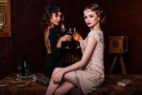 portrait of women in retro style