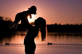 Baby Girl lake red sunet
