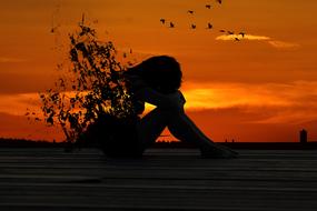 Sunset Silhouette woman