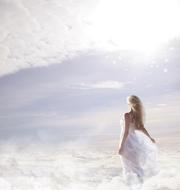 Woman at Clouds Sky