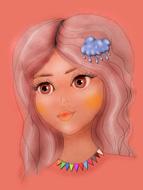 doll portrait on pink background