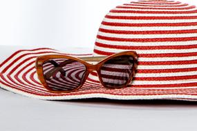 striped summer hat and glasses