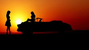 sunset car romance