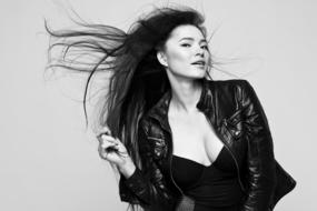 portrait of sensual brunette woman with long hair