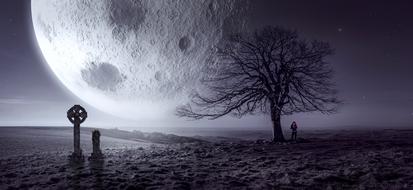 Fantasy Moon Tree drawing
